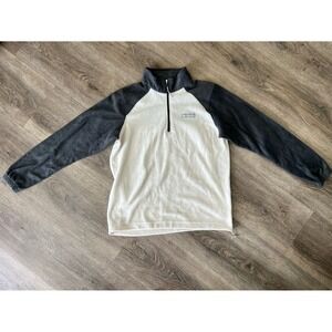 White and Gray Columbia Long Sleeve Quarter Button Up Fleece Pullover medium